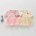 Infant spring & fall outfit full month baby girl one-piece haki western style princess autum hundred days baby outing crawling clothes trendy