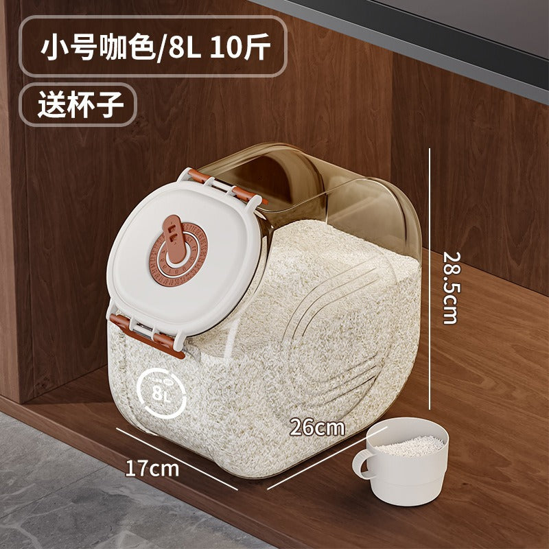 Household rice bucket 5kg 10kg rice box food grade transparent grain bucket insect-proof and moisture-proof sealed rice bucket