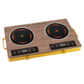Semi-microcrystalline electric ceramic stove double-head stove yellow wood grain