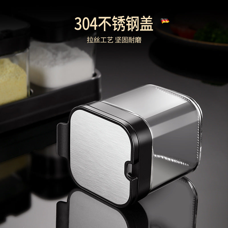 Kitchen supplies Heat-resistant seasoning box Seasoning jar set Sealed seasoning bottle Glass seasoning jar Seasoning bottle Seasoning box