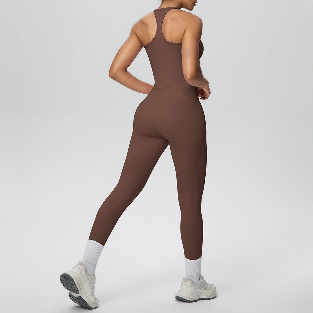 New arrival cross-border brushed back tight i-shaped back high waist yoga suit sports running fitness two-piece set