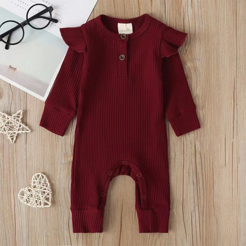 Baby casual romper children's new arrival baby pit strips girl long sleeves jumpsuit children's clothing fashion