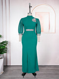 Fashion cross-border export fashion women's sexy slit long skirt african  plus sizehigh waistdress