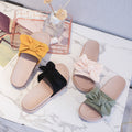 Women's summer sandals 2023 new flat beach slippers non-slip bowknot height increasing thick sole thong sandals