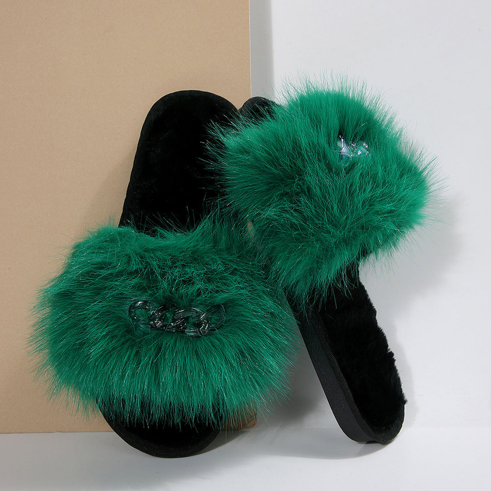 amazon women's open-toe slides - comfortable, soft-soled, thick-strap slippers for women, plus size fuzzy slides