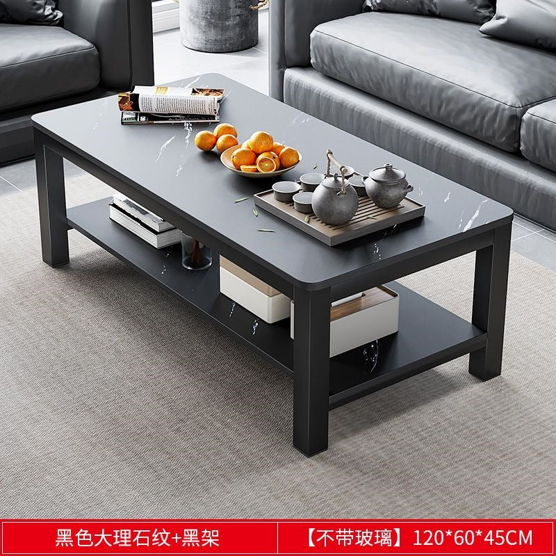 Living room coffee table for home office tempered glass tea table casual italian small apartment double-layer rectangular tea table