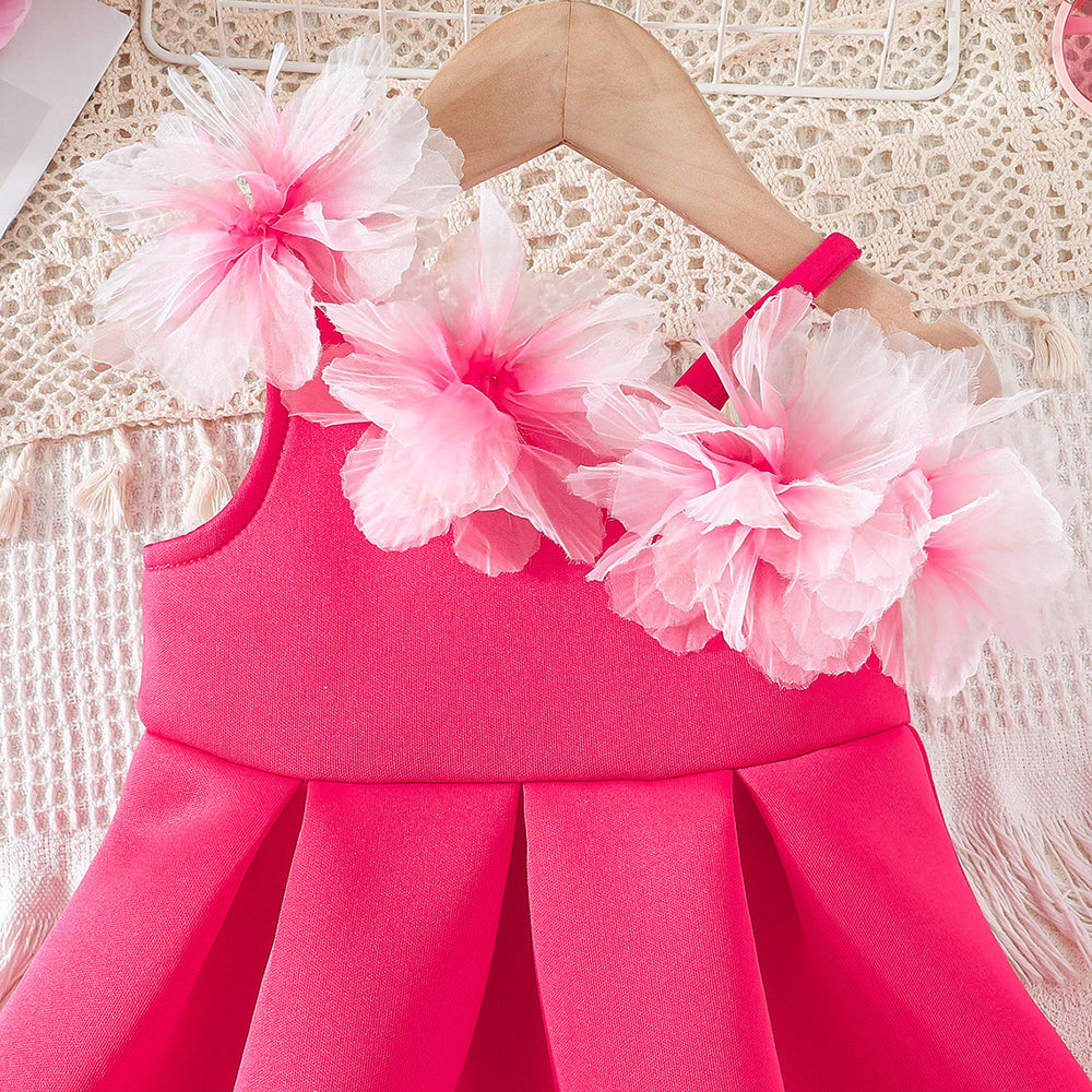 girls' 3d floral dress - girls' party dress + crossbody bag set