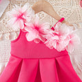 girls' 3d floral dress - girls' party dress + crossbody bag set