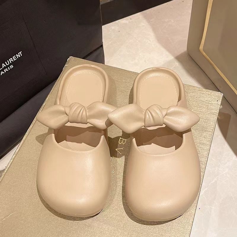 New summer closed-toe slippers for women, stylish soft-soled lazy slides, non-slip sandals, indoor home shoes - wholesale
