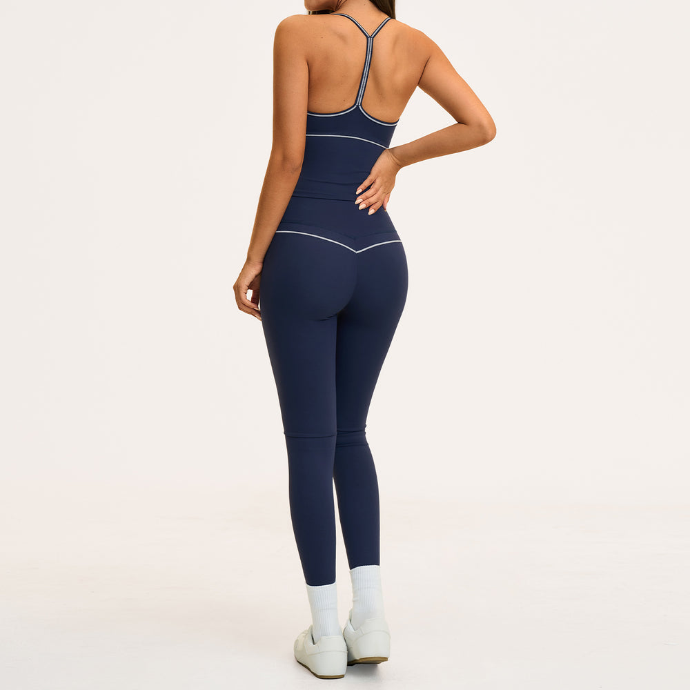 new yoga outfit: high-waisted peach lift, color block, push-up, and beautiful back design - activewear set 9615