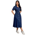 New arrivalfashion cross-border  independent station export short-sleeved lapel casual style shirt collar denim dress