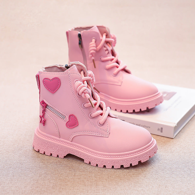 Children's Martin Boots Girls' Boots Princess Leather Boots Spring and Autumn Non-slip Single Boots with Skirts Little Girls Boots Foreign Trade