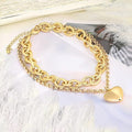Amazon cross-border heart-shaped pendant necklace layered cuban chain clavicle chain fashioncasual popular jewelry new arrival for women