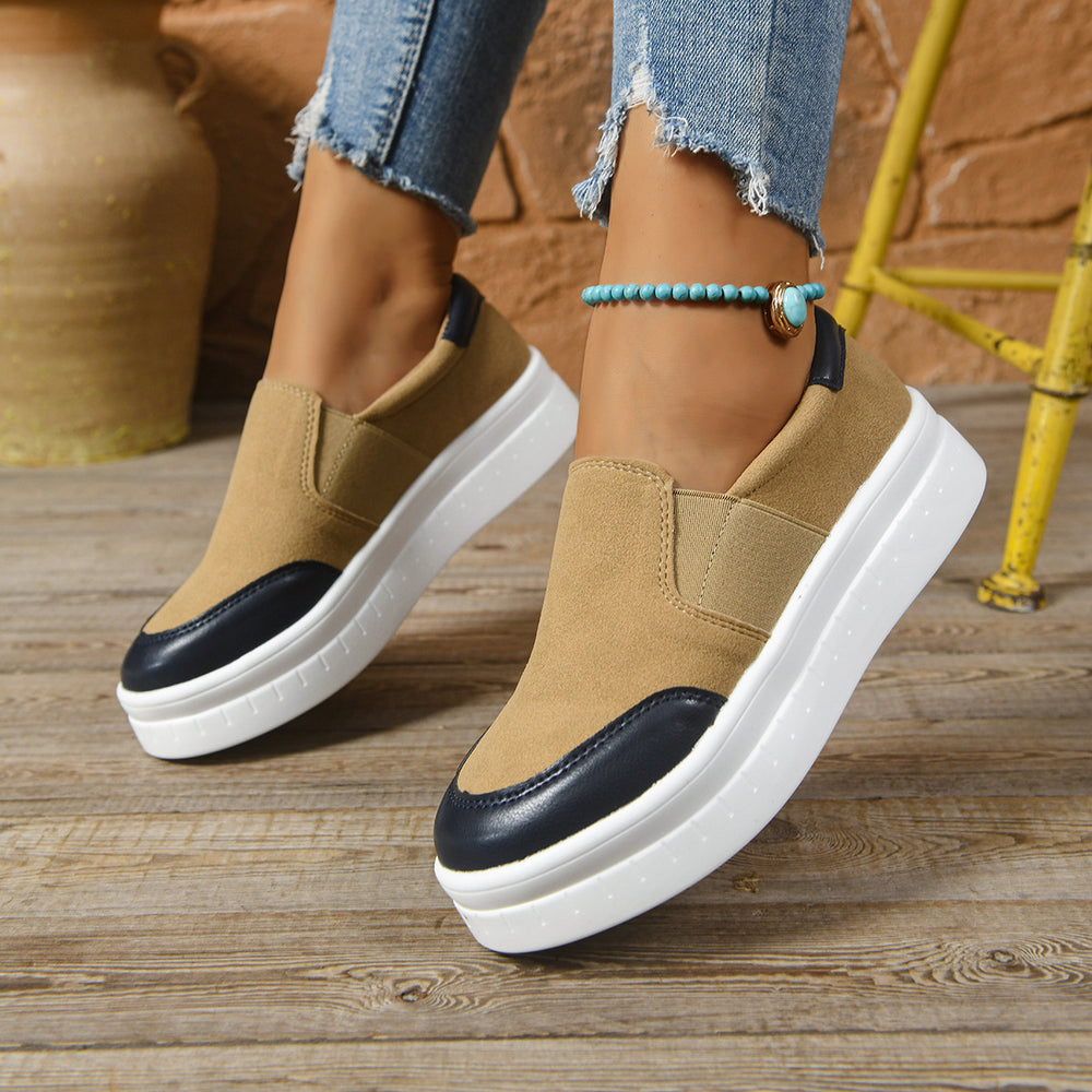 Amazon cross-border plus size women's shoes:  autumn new collection - slip-on casual shoes, chunky sole, comfortable athletic-style flats