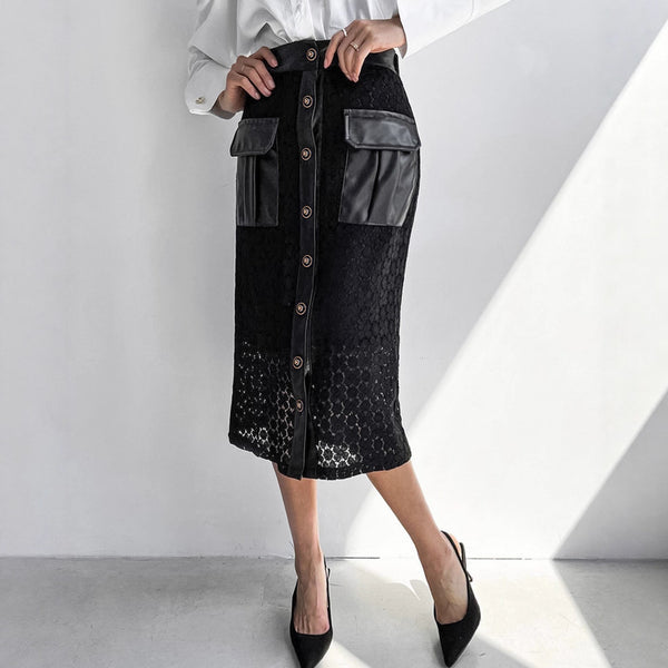 European and American autumn new women's clothing 2025 high-end heavy industry lace small fragrance medium and long split hip skirt