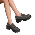 british style plus size small leather shoes for women  fall and winter new arrival slip-on thick heel loafers in stockexport