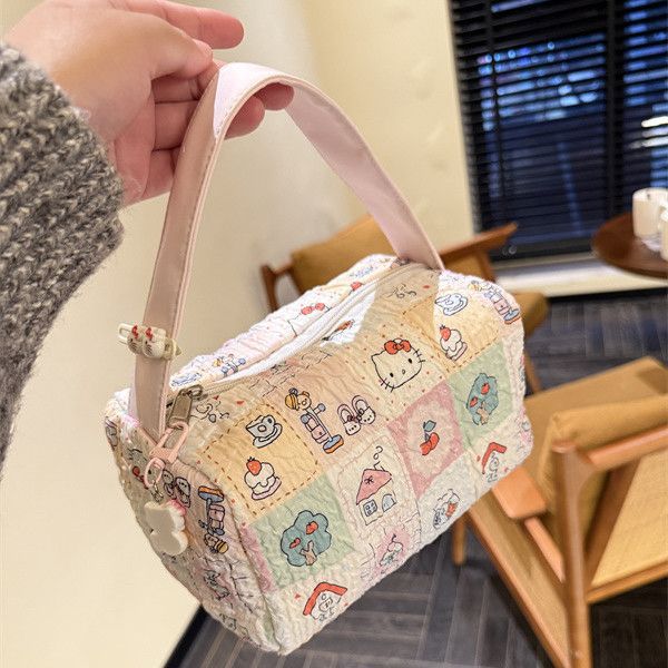 2025 new cartoon cat portable makeup & toiletry bag - large capacity 3d tote for travel & storage