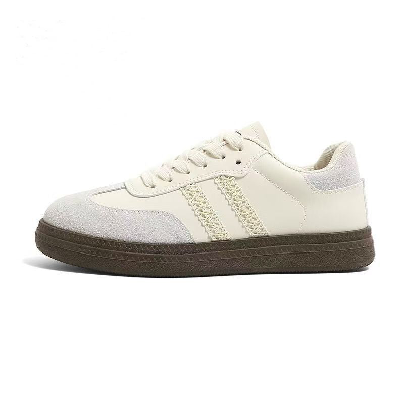 Retro silver german training shoes for women 2026autum with skirt lace edge thick solecasual waffle agan sneakers