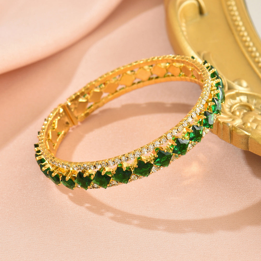 Colorful full diamond bracelet wholesale european and american cross-border retro accessible luxury high-end fashion jewelry daily women's open bracelet