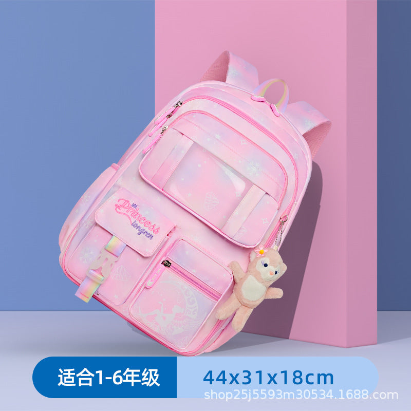 New high-value primary and secondary school schoolbag for girls, light children's backpack for girls in grades 3 to 6