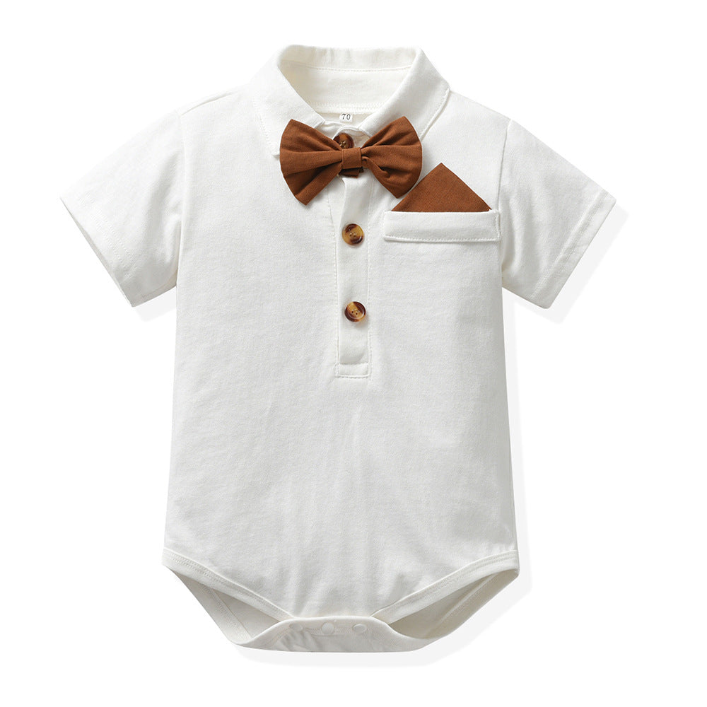 Boys' short-sleeve t-shirt and romper set - stylish, trendy, and cool summer outfit for little ones