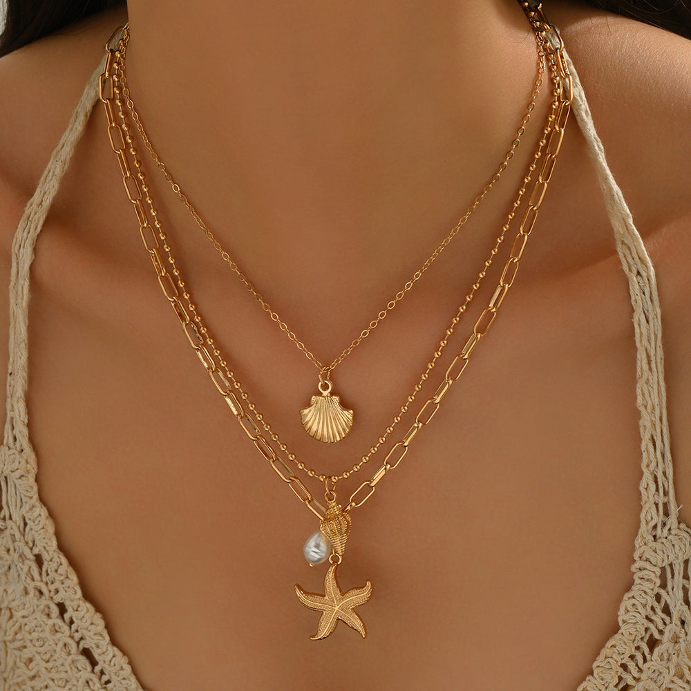 necklace wholesale niche styleclassy metal jewelry starfish pendant accessories ins style conch shell necklace