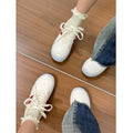 High-style hong kong-inspired versatile sneakers: 2026 new thick-soled white shoes, lightweight and breathable bread-style casual women's shoes for commuting