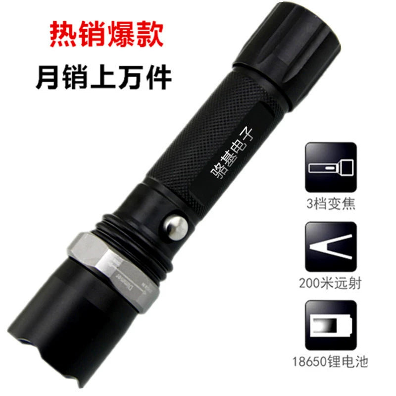 Factory direct sales flashlight led outdoor emergency charging zoom multi-functional aluminum alloy household strong light flashlight