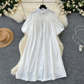 Lazy style dress women's korean style fashionsense of design lantern sleeves pleated single-breasted slimming lookloose shirt skirt