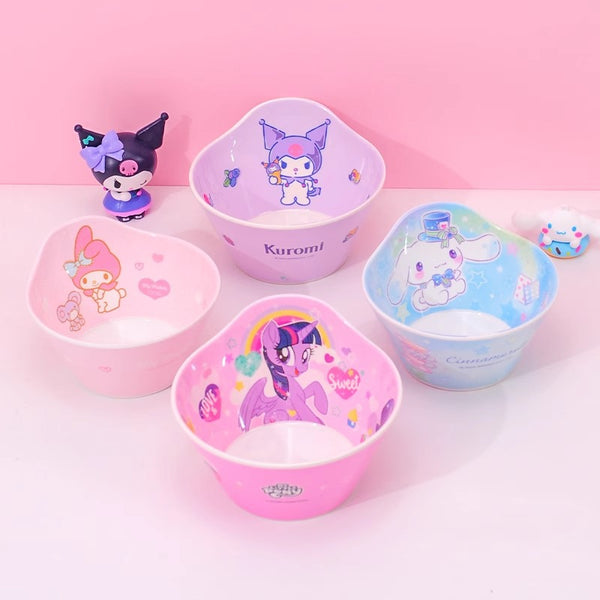 Wuhe melamine soup bowl household anti-scalding and anti-drop baby eating bowl cartoon children's tableware imitation porcelain bowl spoon
