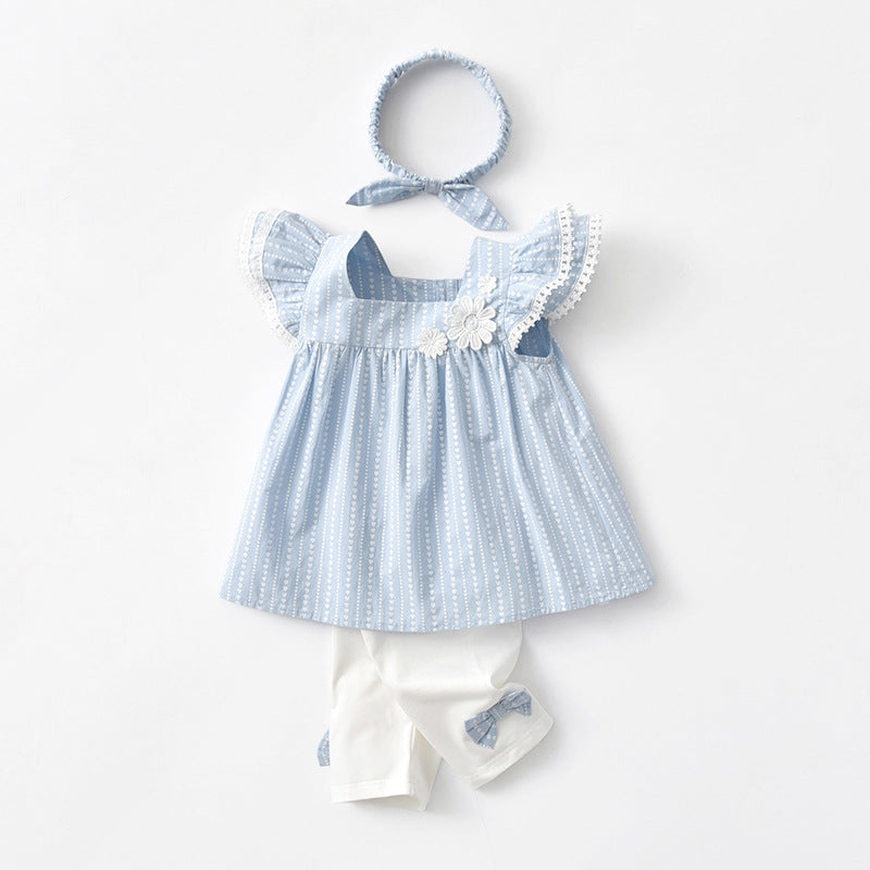 Wholesale children's clothing: new summer  korean style kids' apparel, teardrop baby clothes, cute and high-quality girls' outfit sets