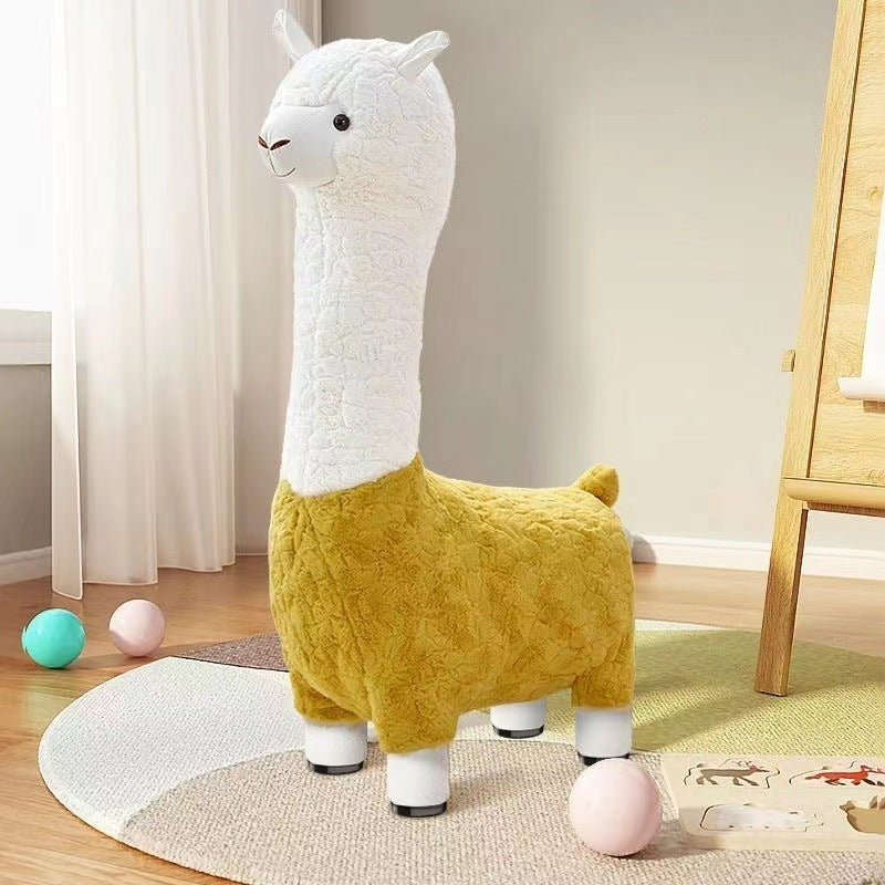 Alpaca seat with wheels Internet celebrity pulley stool large plush giraffe seat cute
