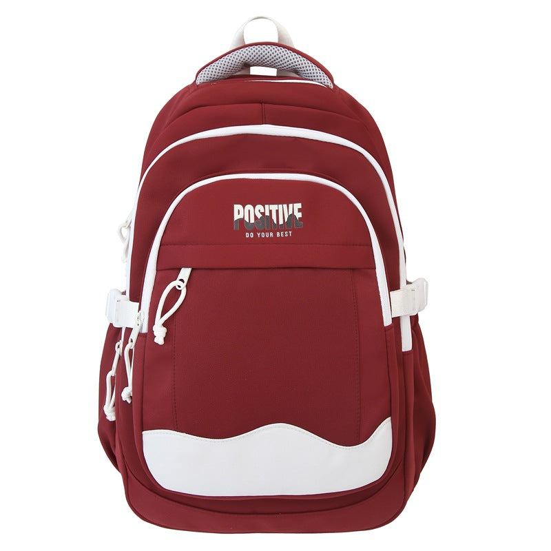 Autumnew arrival backpack female college student school bag high-looking contrast color dopamine sweet girl lightweight backpack