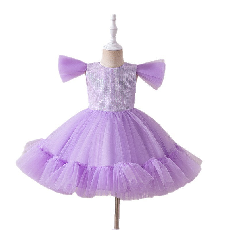 European and american style baby girl's christening dress, first birthday outfit, kids' tutu cake flower mesh full month princess dress