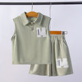 Boys' summer outfit : new polo shirt & breathable sports set - sleeveless two-piece kids' clothing - cross-border wholesale