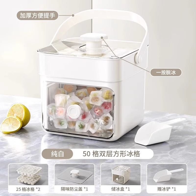 Press Ice Grid Ice Cube Mold Ice Box Frozen Ice Hockey Artifact Abrasives Large Capacity Ice Storage Household Food Grade Refrigerator