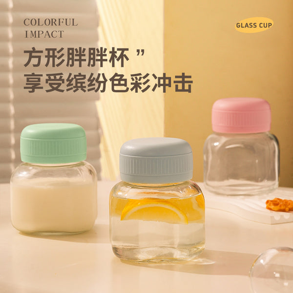 Square chubby cup milk shaking cup small gift soy milk cup mini water cup activity wholesale milk tea glass cup