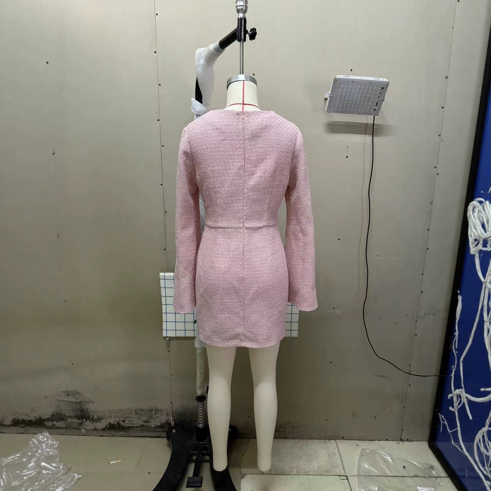 summer new arrival: black puff sleeve square neck tweed fitted waist vintage dress