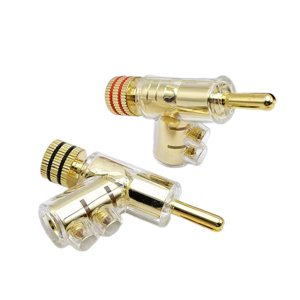 Gun type pure copper gold-plated banana 4MM plug power amplifier audio speaker cable connector solder-free lockable speaker connection