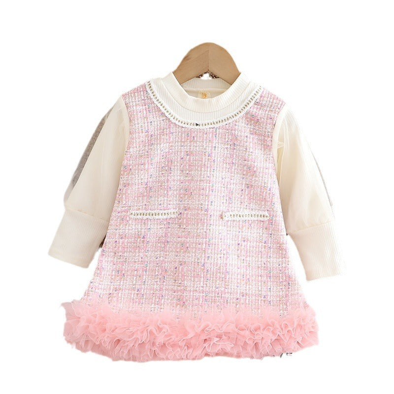 Princess dress girls' spring and autumn outfit chic  new style baby girl dress spring and autumn children's autumn gauze dress formal wear