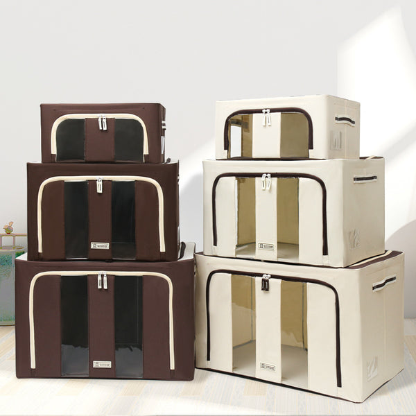 Household thickened Oxford cloth storage box Fabric foldable clothing quilt toy makeup dust-proof steel frame Baina box