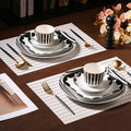 Showroom table tableware ornaments geometric bone china dinner plate scandinavian western food decorative plateaccessible luxury plate suit