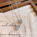 Sugar cube zircon pendant titanium steel necklace for women silver light luxury niche style design classy sense clavicle chain elegant necklace