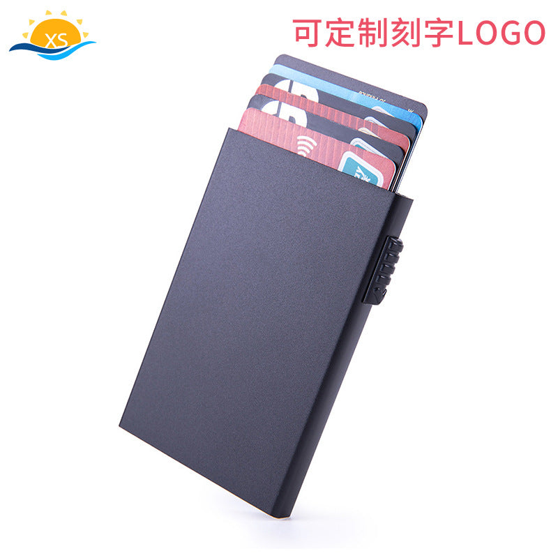 Manufacturer's automatic elastic card type card bag, card cover, metal anti-theft brush, anti-magnetic ID bag, RFID aluminum alloy card box customization