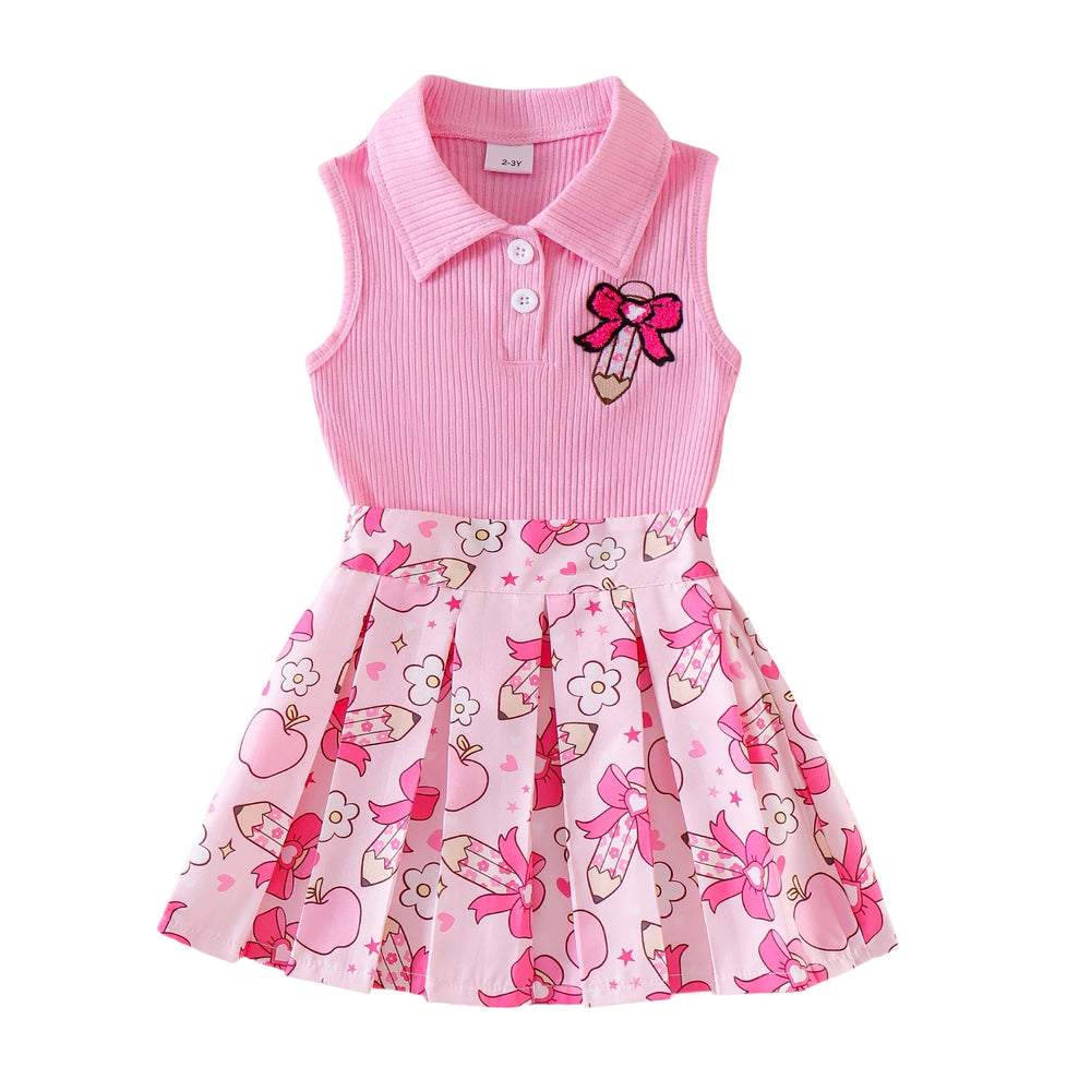 Children's clothing shein cross-border girl suit sleeveless vest + skirt two-piece set