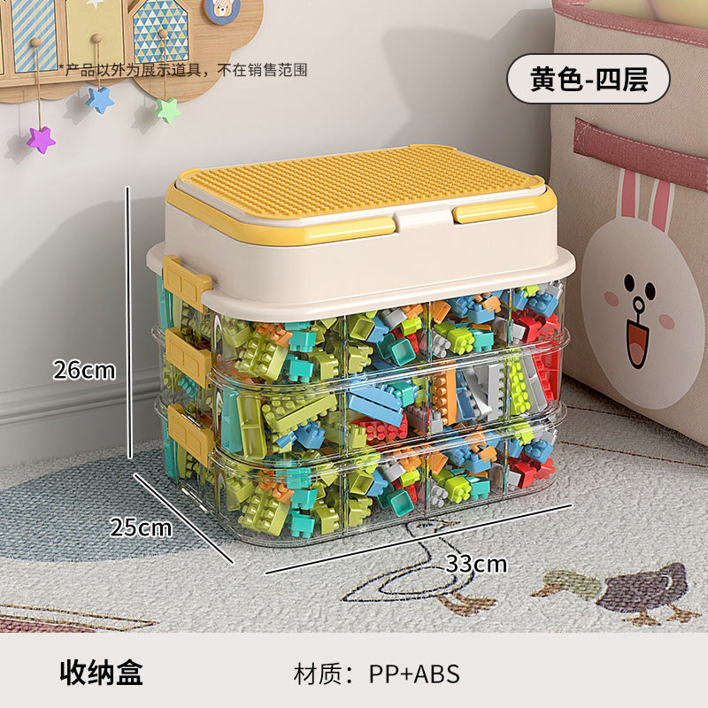 Building block storage box - small brick lego organizer - parts sorting & compartmentalized storage - kids' toy storage box