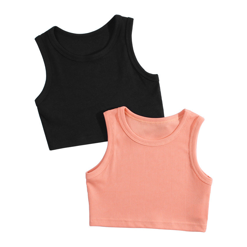 Children's summer tank top - stylish and cute girls' camisole, pink inner layer top, trendy and versatile for infants and toddlers