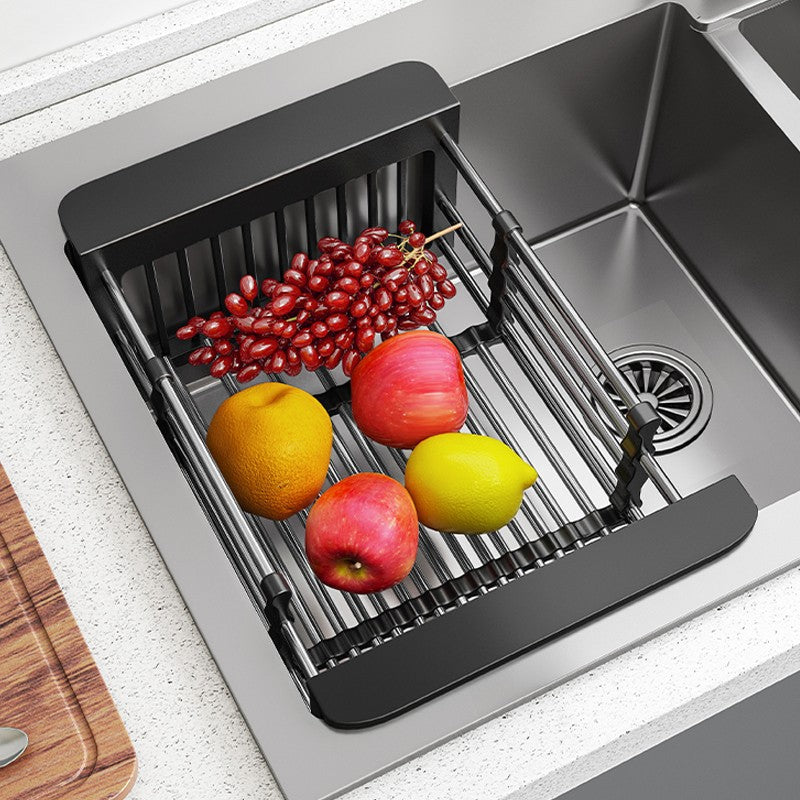 Sink Drain Basket Retractable Vegetable Basin Kitchen Washing Water Vegetable Filter Basket Household Dish Rack Dish Storage Rack