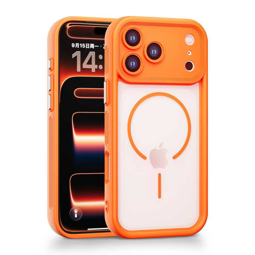 Suitable for iphone17prom mobile phone case 16 two-in-one magnetic suction apple 15 electroplated button pc cooling mobile phone case