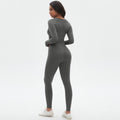 European and american seamless yoga set - high-waisted butt-lifting peach lift leggings with long-sleeve compression top - running & fitness activewear set